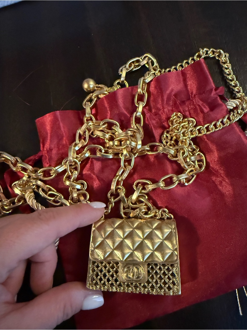 Anthropologie Gold Chain Belt with Bag